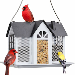 Kingsyard Metal House Bird Feeder with Large Tray 2 Kingsyard Metal House Bird Feeder with Large Tray 2