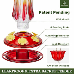 Kingsyard 25oz Leak Proof Glass Hummingbird Feeder with Ant Moat 4 Kingsyard 25oz Leak Proof Glass Hummingbird Feeder with Ant Moat 4