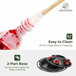 Kingsyard 24oz Leak Proof Glass Hummingbird Feeder with Ant Moat 6 Kingsyard 24oz Leak Proof Glass Hummingbird Feeder with Ant Moat 6
