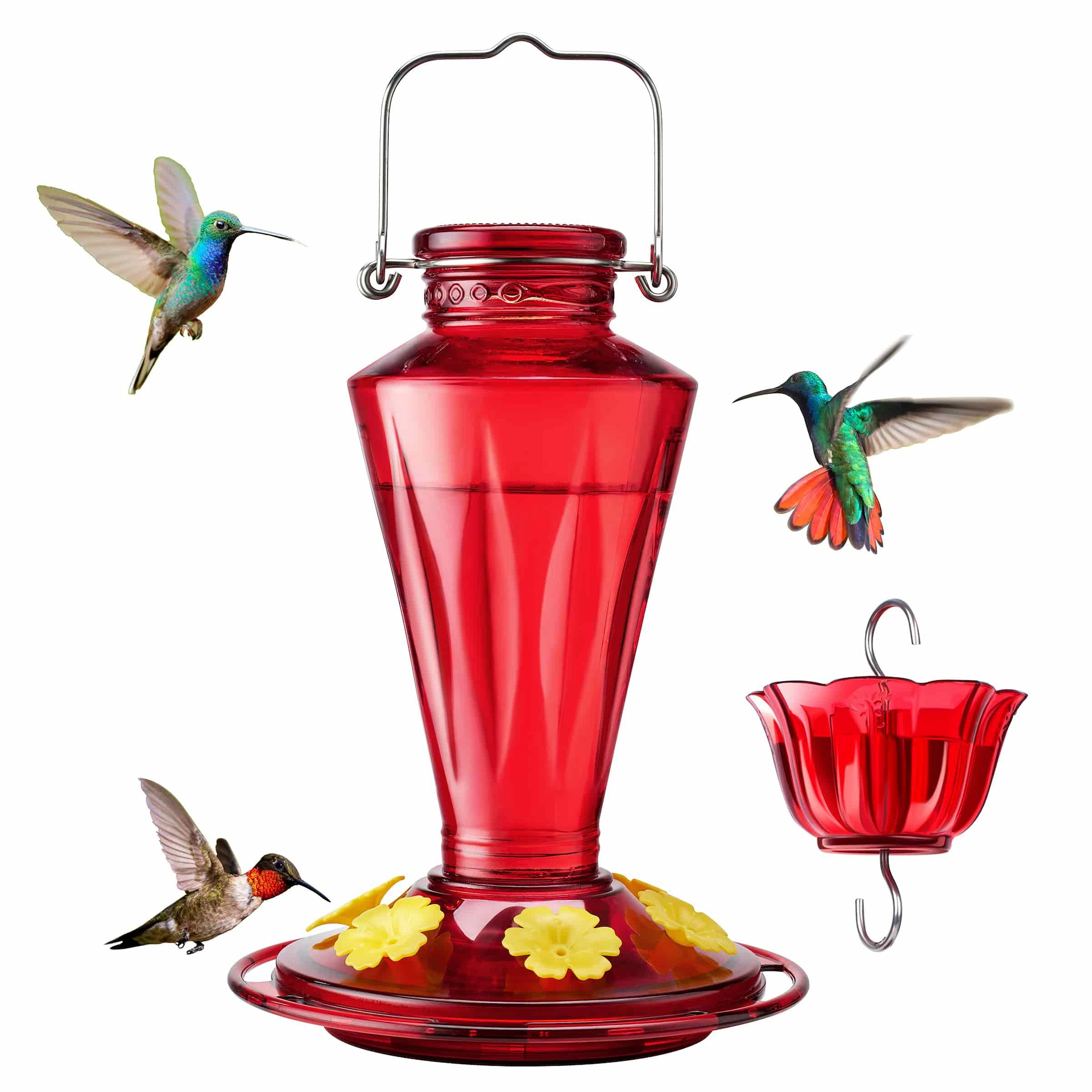 Kingsyard 16oz Glass Hummingbird Feeder with Ant & Bee Proof
