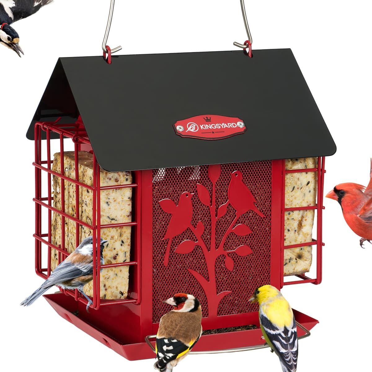 Kingsyard Double Suet Hopper Bird Feeder With Rainproof Roof