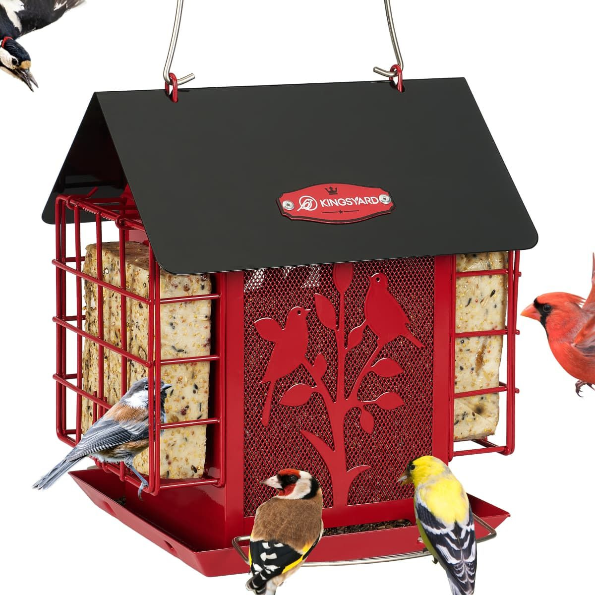 Kingsyard Double Suet Hopper Bird Feeder With Rainproof Roof