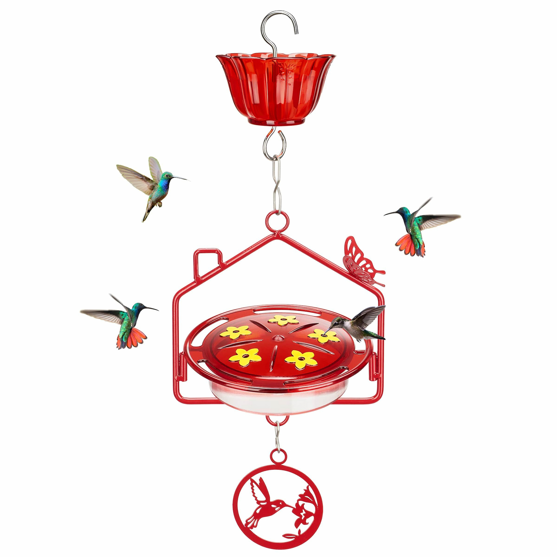 Kingsyard House Shape Tray Hummingbird Feeder with Ant Moat