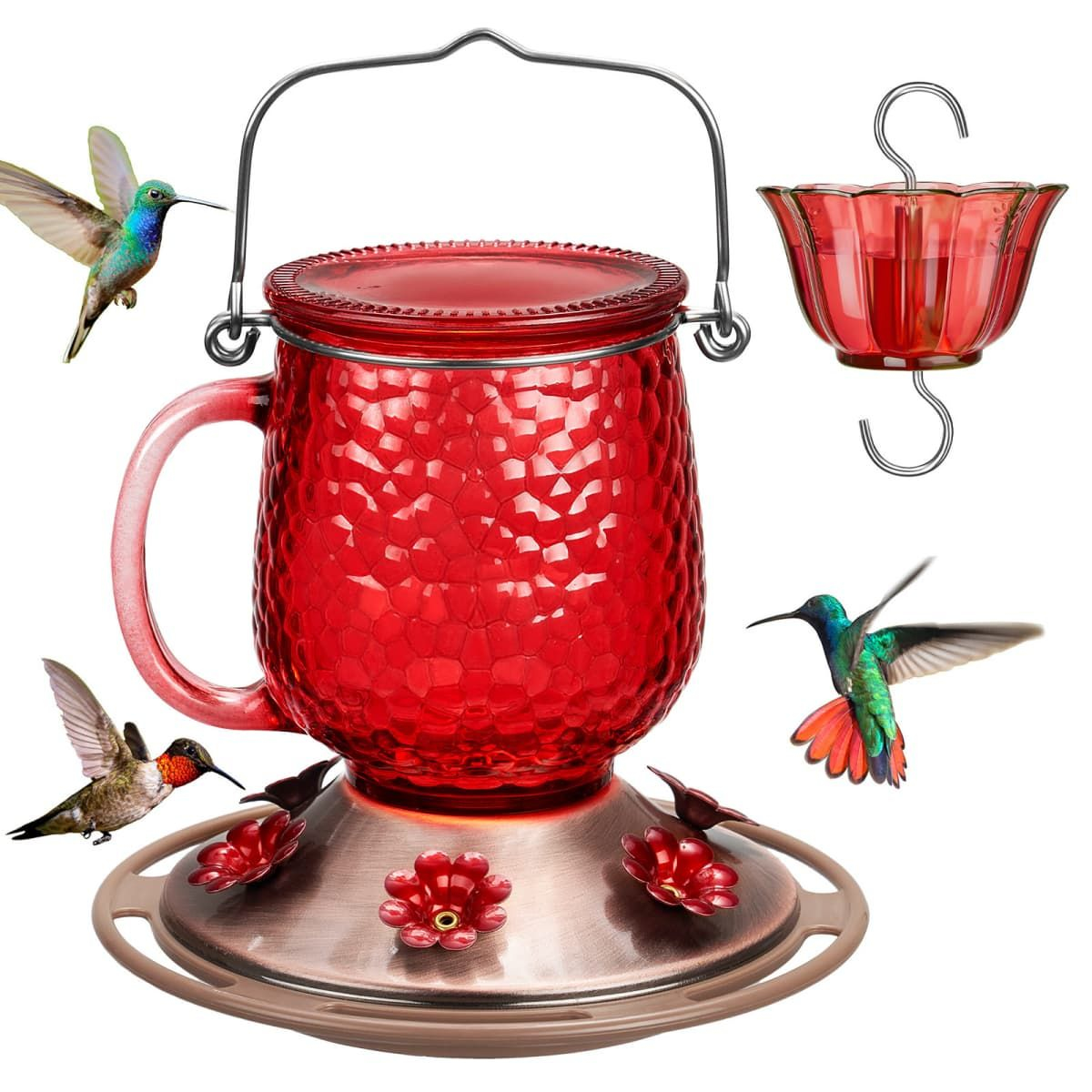 Kingsyard 16oz Bee & Ant Proof Glass Hummingbird Feeders