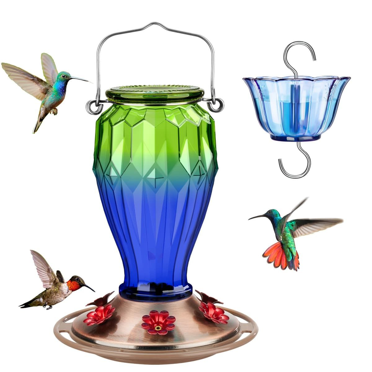 Kingsyard 20oz Bee & Ant Proof Glass Hummingbird Feeders