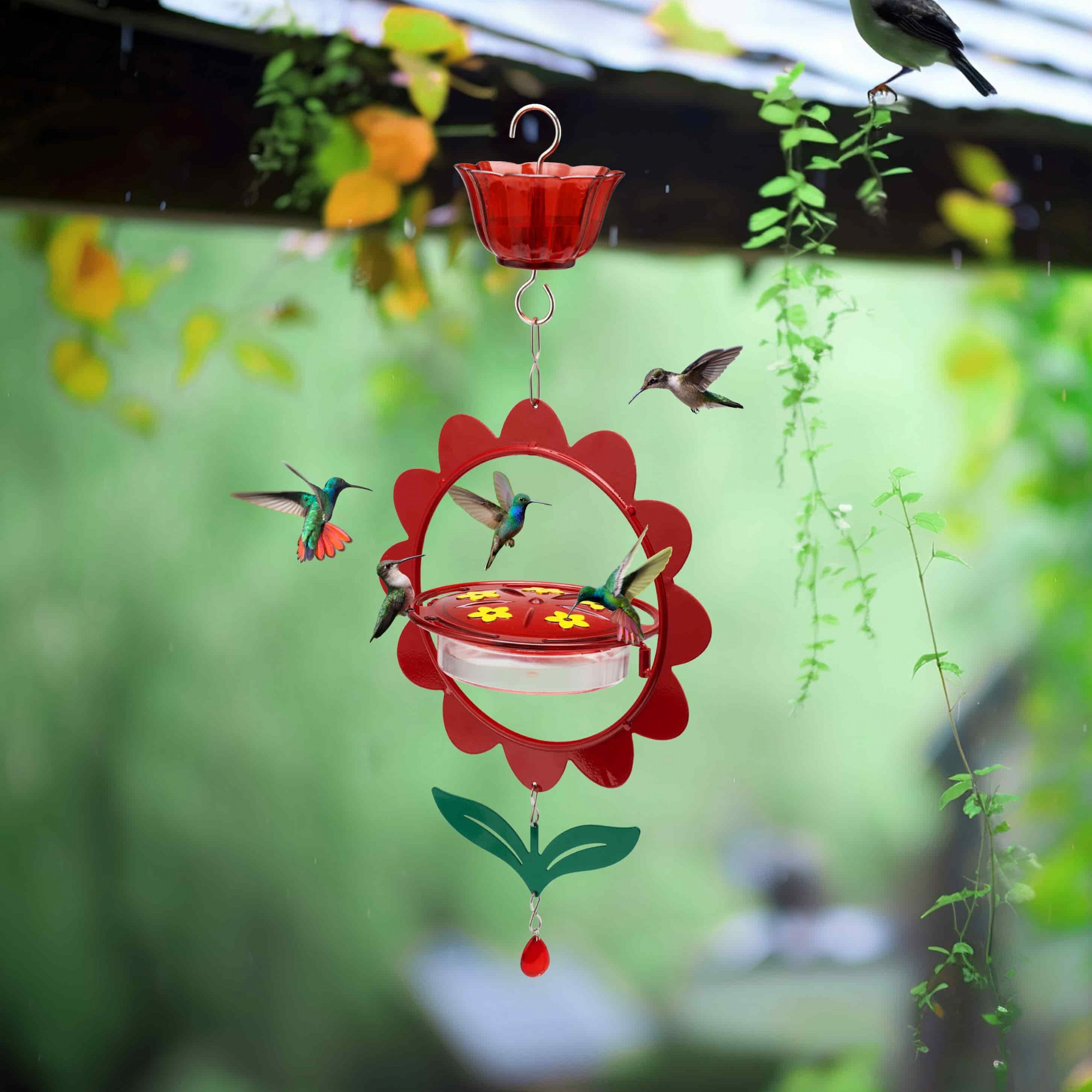 Kingsyard Floral Shape Tray Hummingbird Feeder with Ant Moat