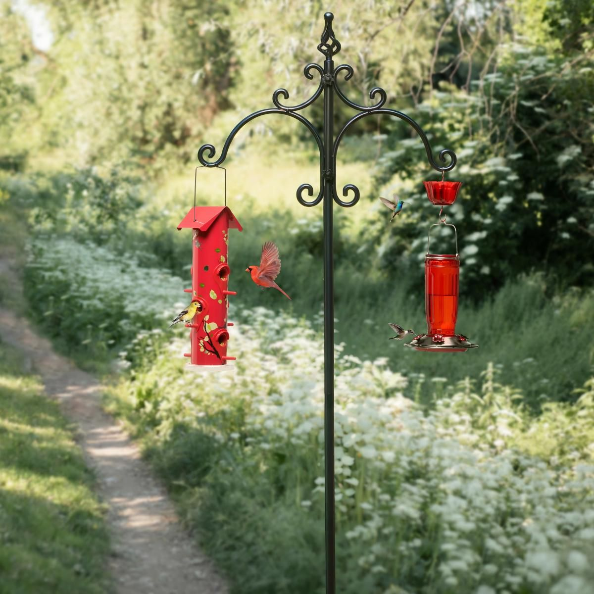 Kingsyard 60-Inch Double Shepherd Hooks Bird Feeder Pole