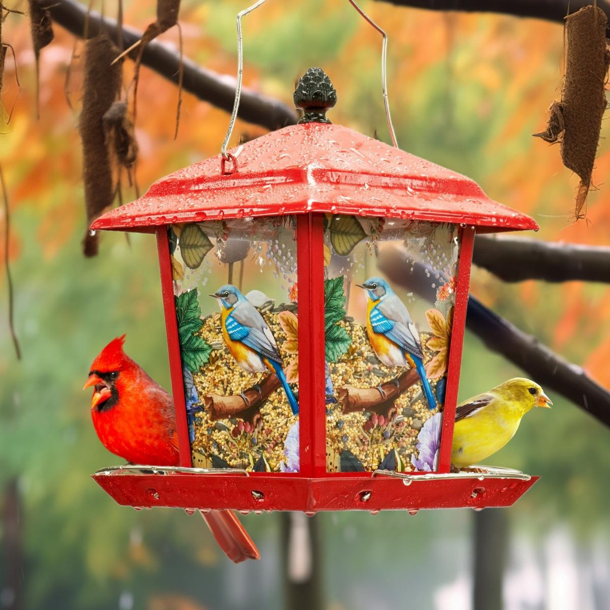 Kingsyard Hopper Bird Feeder with Detachable Roof