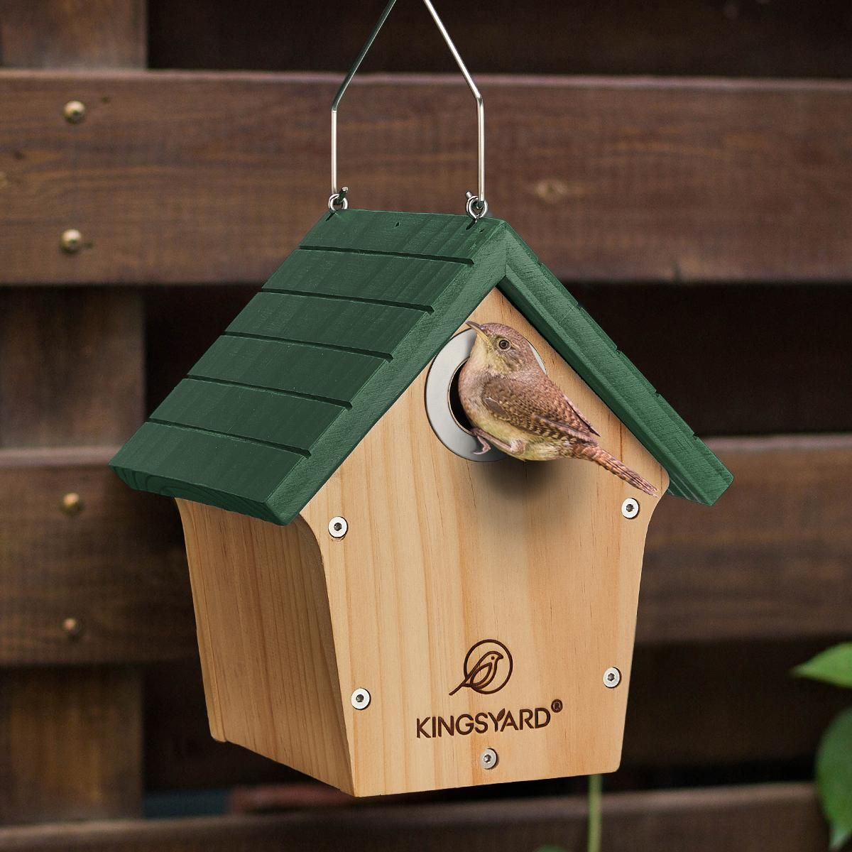 Kingsyard Wooden Wren House with 1” Hole for Nesting